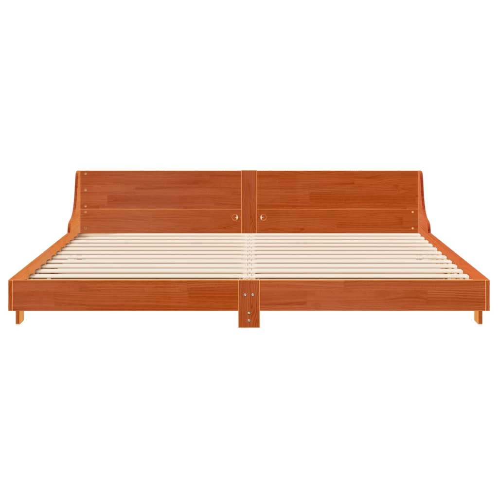 vidaXL Bed Frame without Mattress Wax Brown 200x200 cm Solid Wood Pine 4