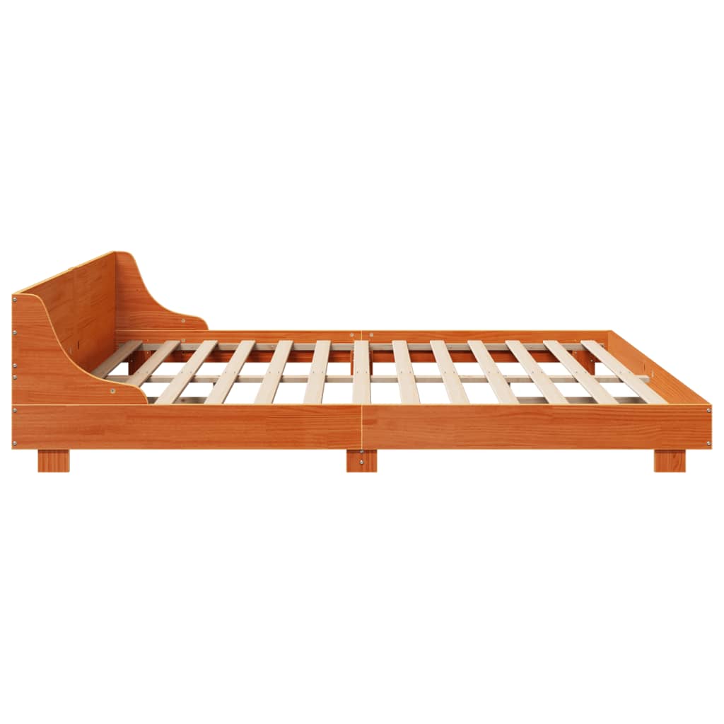 vidaXL Bed Frame without Mattress Wax Brown 200x200 cm Solid Wood Pine 5