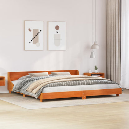 vidaXL Bed Frame without Mattress Wax Brown 200x200 cm Solid Wood Pine 1