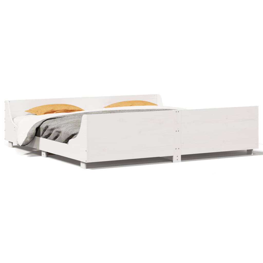 vidaXL Bed Frame without Mattress White 200x200 cm Solid Wood Pine 2