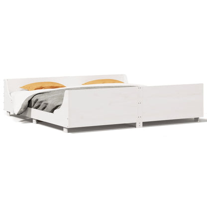 vidaXL Bed Frame without Mattress White 200x200 cm Solid Wood Pine 2