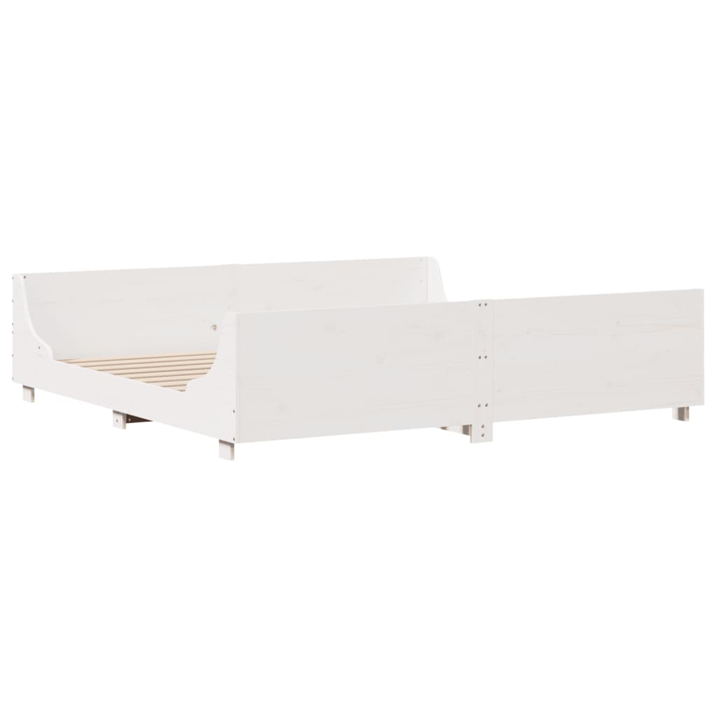 vidaXL Bed Frame without Mattress White 200x200 cm Solid Wood Pine 3