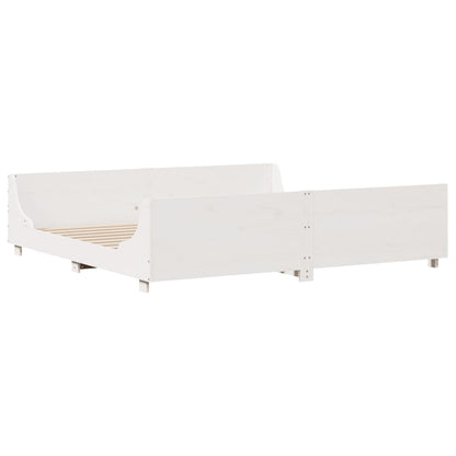 vidaXL Bed Frame without Mattress White 200x200 cm Solid Wood Pine 3