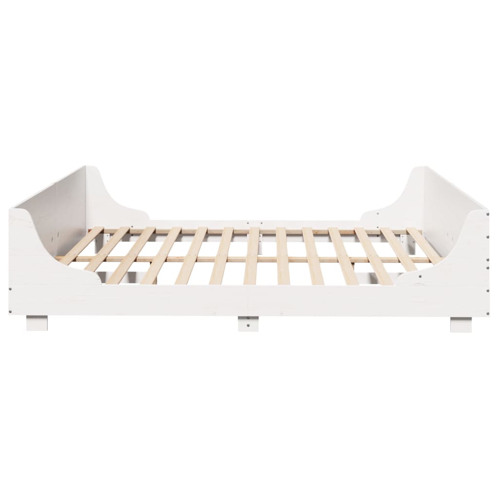 vidaXL Bed Frame without Mattress White 200x200 cm Solid Wood Pine 5