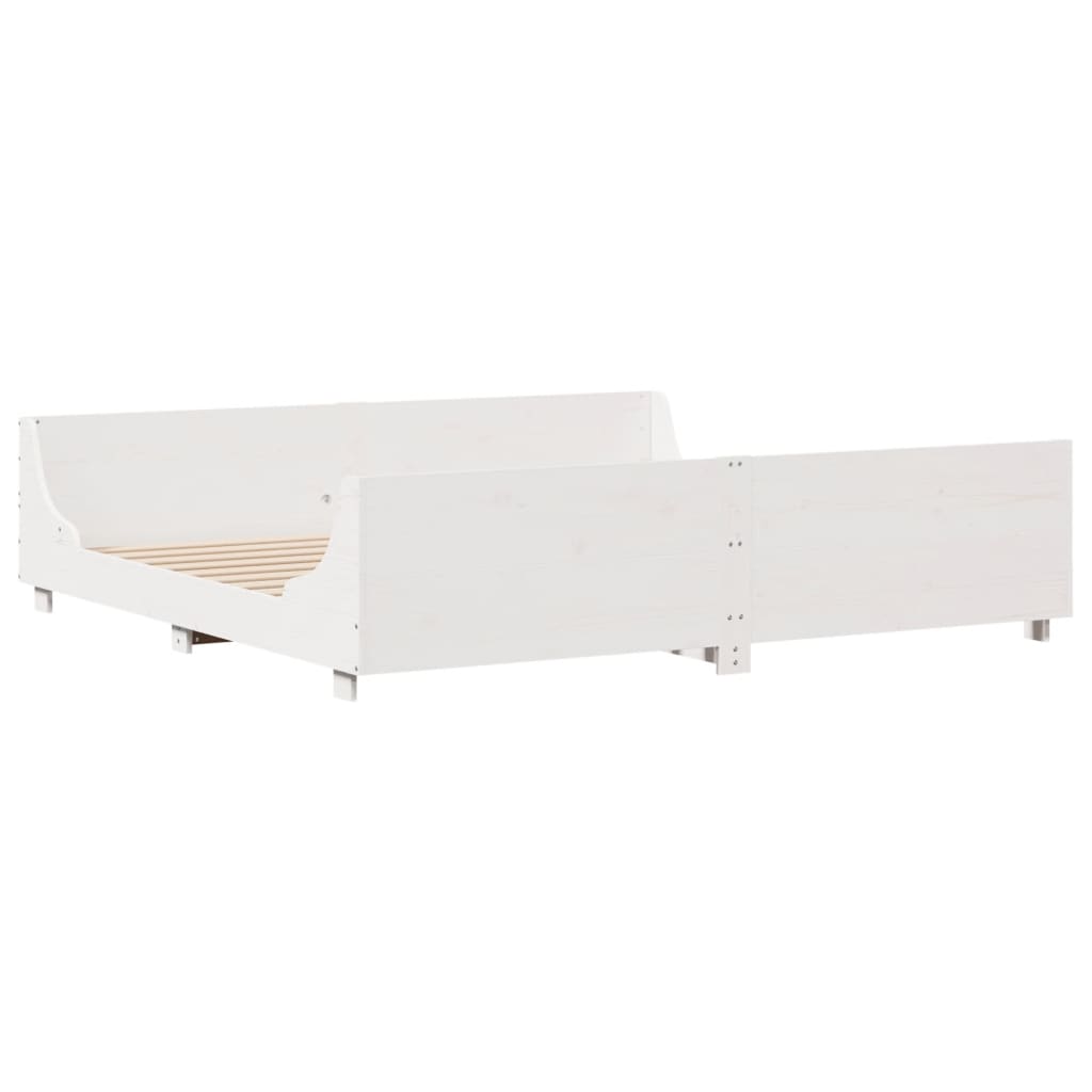 vidaXL Bed Frame without Mattress White 200x200 cm Solid Wood Pine 6