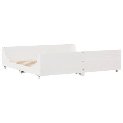 vidaXL Bed Frame without Mattress White 200x200 cm Solid Wood Pine 6