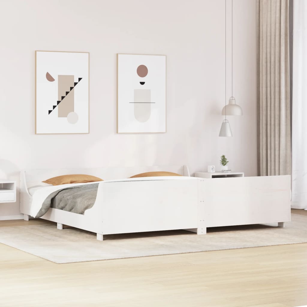 vidaXL Bed Frame without Mattress White 200x200 cm Solid Wood Pine 1
