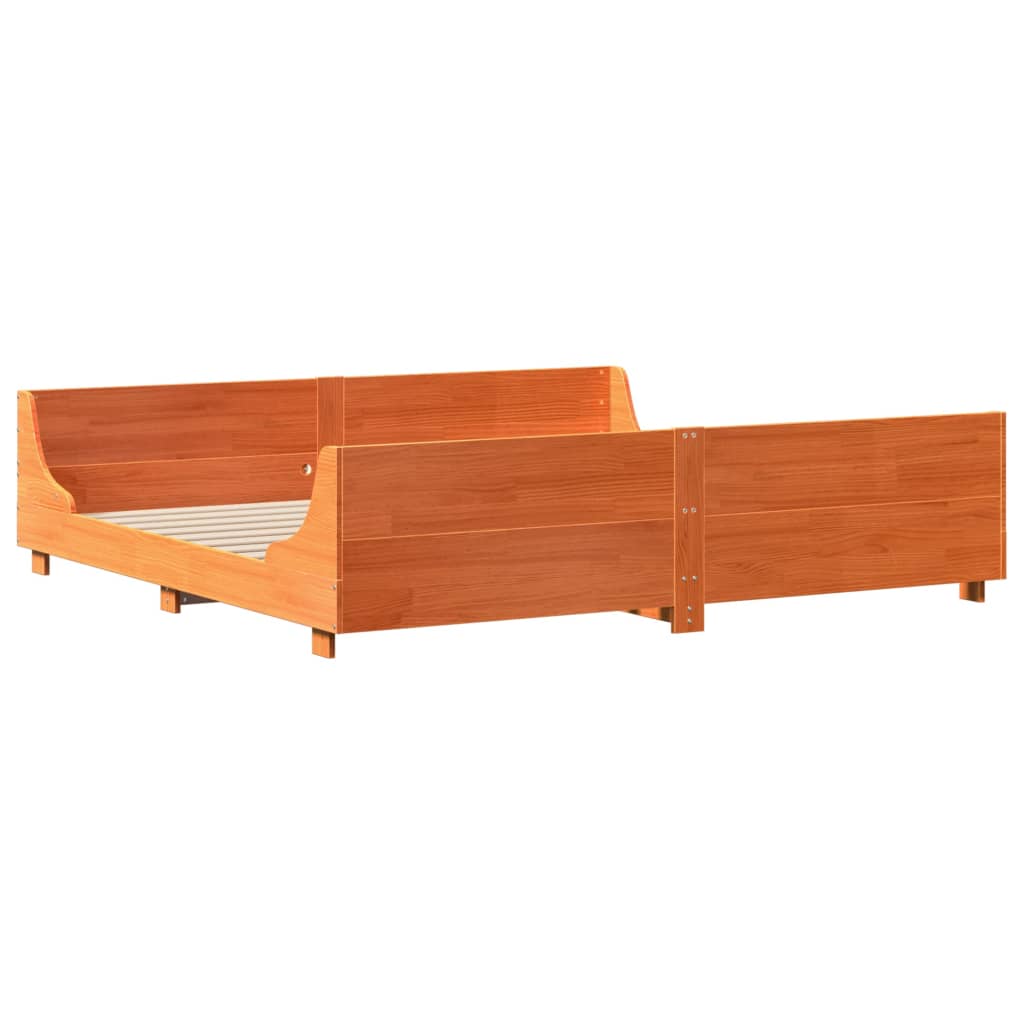 vidaXL Bed Frame without Mattress Wax Brown 200x200 cm Solid Wood Pine 3