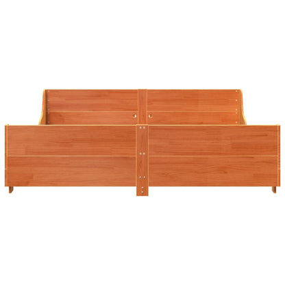 vidaXL Bed Frame without Mattress Wax Brown 200x200 cm Solid Wood Pine 4