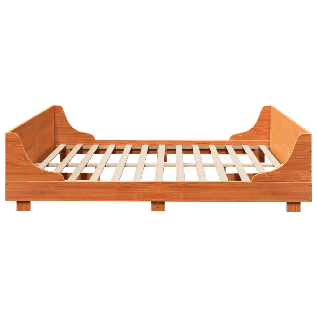 vidaXL Bed Frame without Mattress Wax Brown 200x200 cm Solid Wood Pine 5