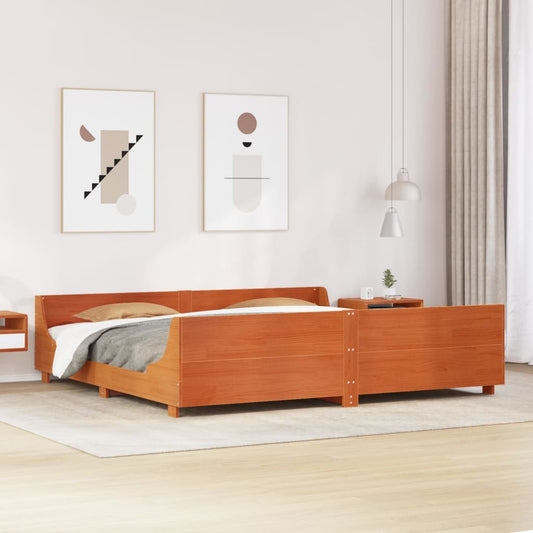 vidaXL Bed Frame without Mattress Wax Brown 200x200 cm Solid Wood Pine 1