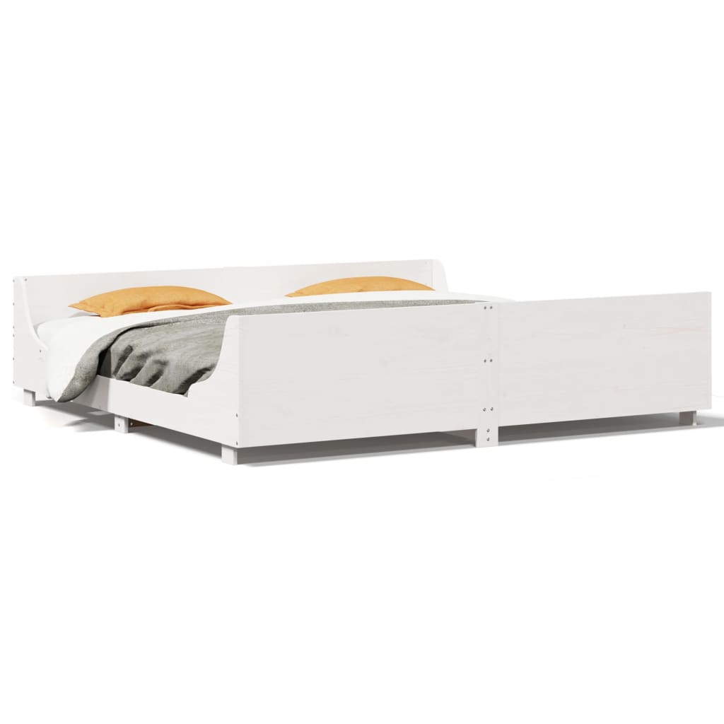 Bed Frame without Mattress Solid Wood Pine Length 200 cm White 180 cm