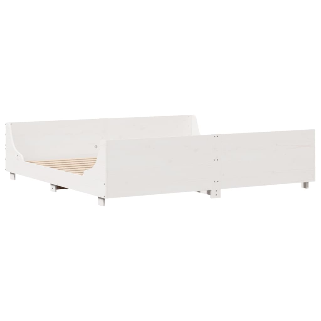 vidaXL Bed Frame without Mattress White 180x200 cm Solid Wood Pine 3