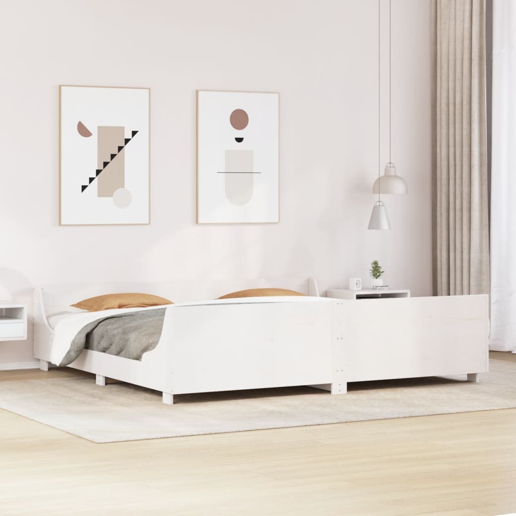 Bed Frame without Mattress Solid Wood Pine Length 200 cm White 180 cm