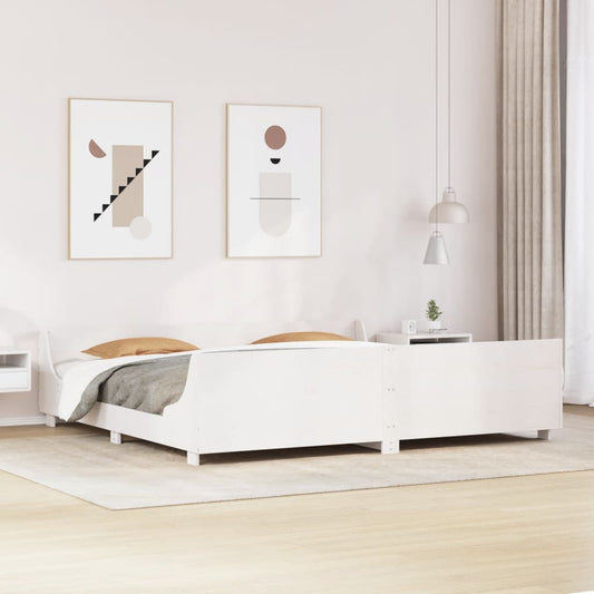 Bed Frame without Mattress Solid Wood Pine Length 200 cm White 180 cm