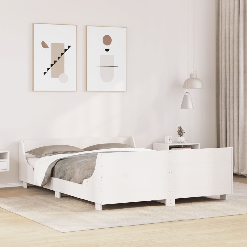 vidaXL Bed Frame without Mattress Solid Wood Pine Length 200 cm White