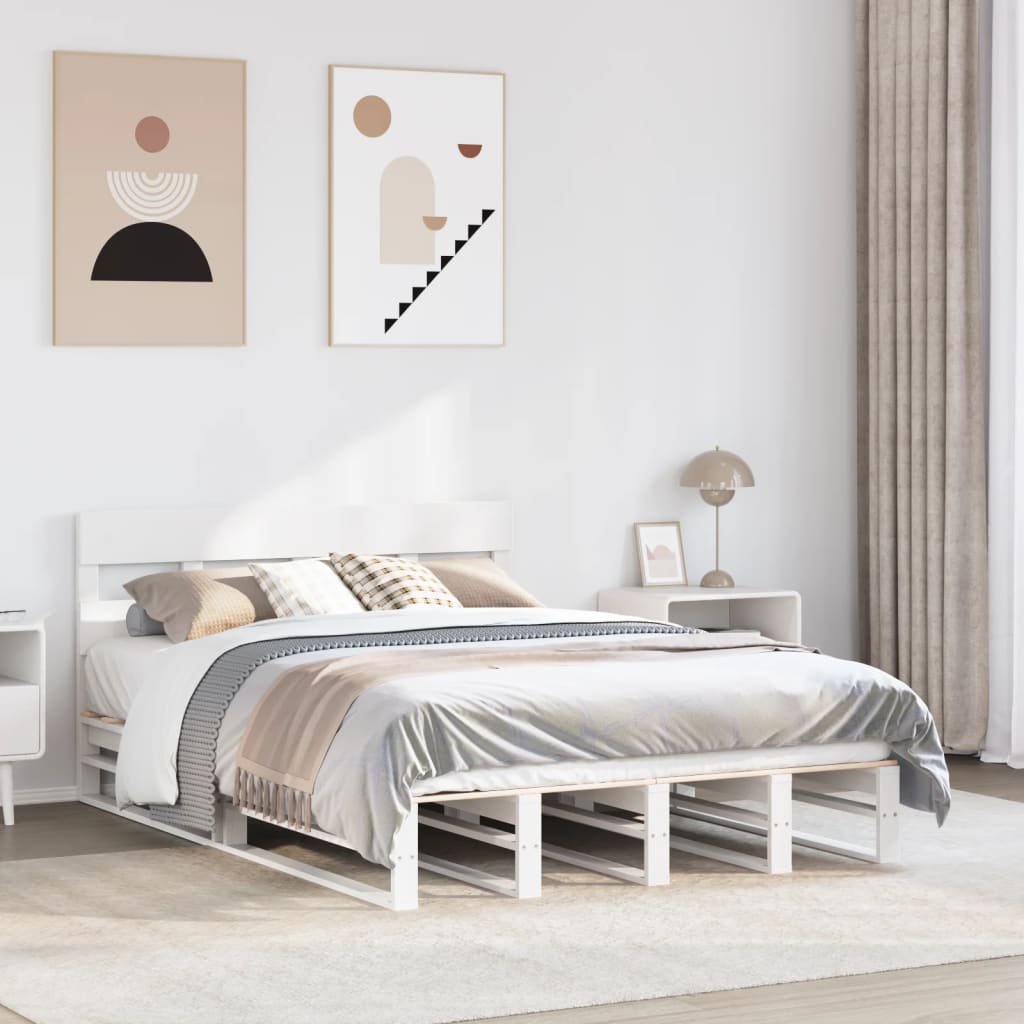 vidaXL Bed Frame without Mattress Solid Wood Pine Length 200 cm White