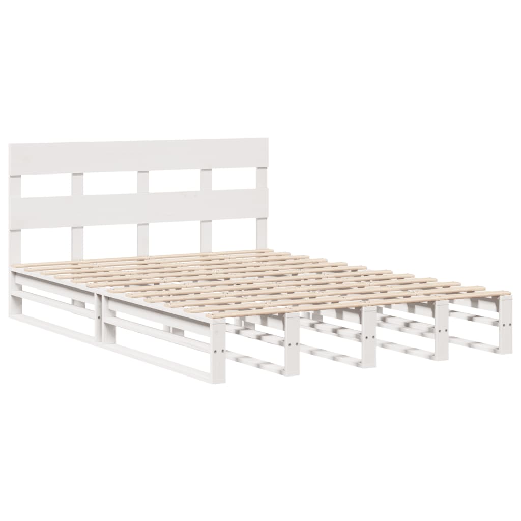 vidaXL Bed Frame without Mattress White 140x200 cm Solid Wood Pine 3