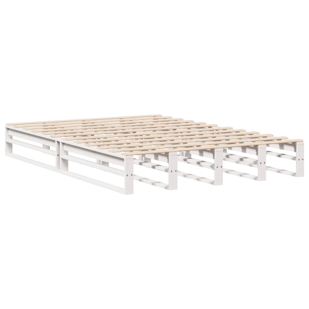 vidaXL Bed Frame without Mattress White 140x200 cm Solid Wood Pine 4