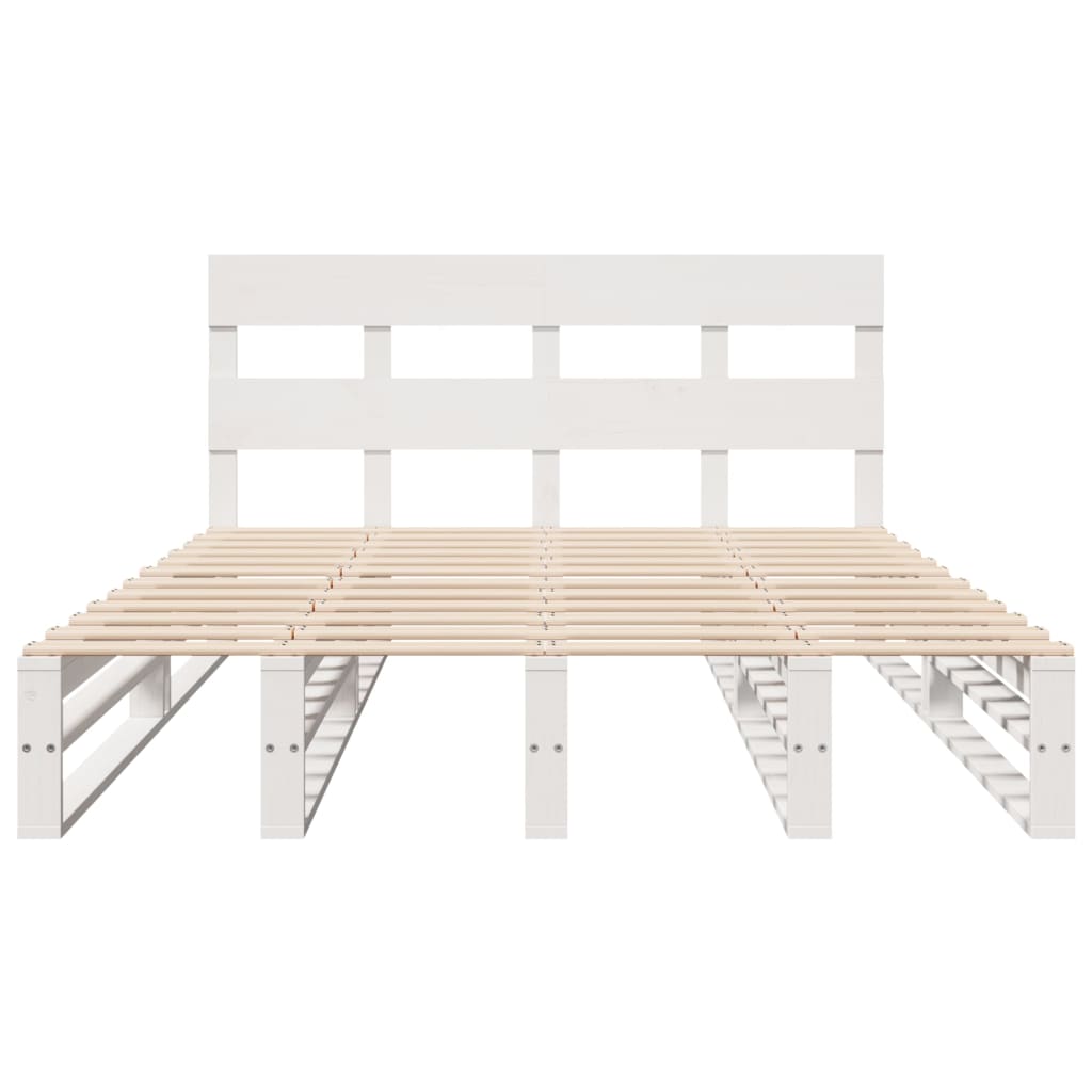 vidaXL Bed Frame without Mattress White 140x200 cm Solid Wood Pine 6