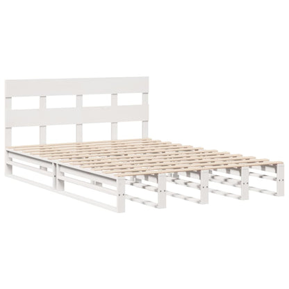 vidaXL Bed Frame without Mattress White 150x200 cm King Size Solid Wood Pine 3
