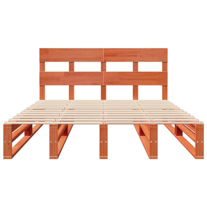 vidaXL Bed Frame without Mattress Wax Brown 150x200 cm King Size Solid Wood Pine 5