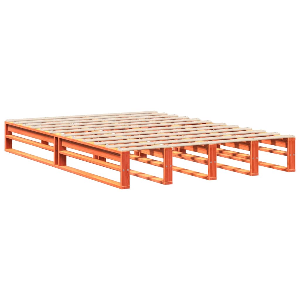 vidaXL Bed Frame without Mattress Wax Brown 150x200 cm King Size Solid Wood Pine 6
