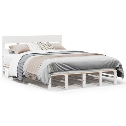 vidaXL Bed Frame without Mattress White 160x200 cm Solid Wood Pine 2
