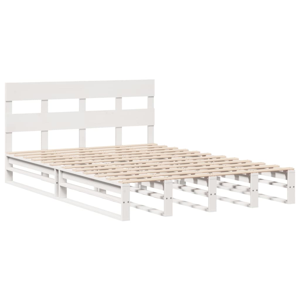 vidaXL Bed Frame without Mattress White 160x200 cm Solid Wood Pine 3