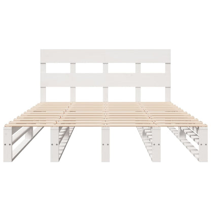 vidaXL Bed Frame without Mattress White 160x200 cm Solid Wood Pine 6