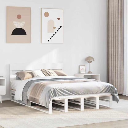 Bed Frame without Mattress Solid Wood Pine Length 200 cm White 160 cm