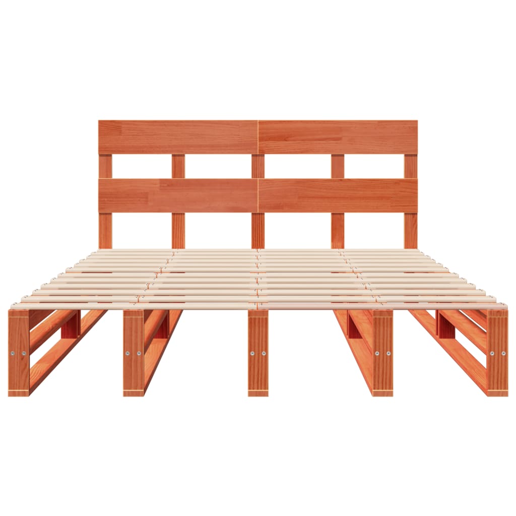 vidaXL Bed Frame without Mattress Wax Brown 160x200 cm Solid Wood Pine 6