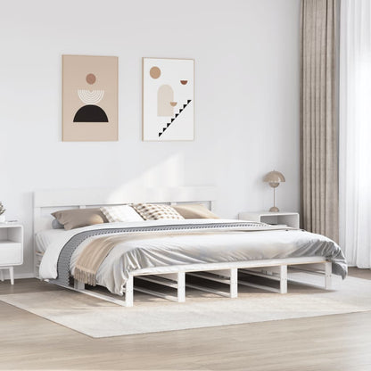 vidaXL Bed Frame without Mattress Solid Wood Pine Length 200 cm White