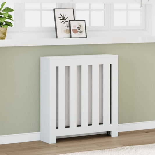Radiator Cover 78x20x82 cm Engineered Wood Vertical Slats White