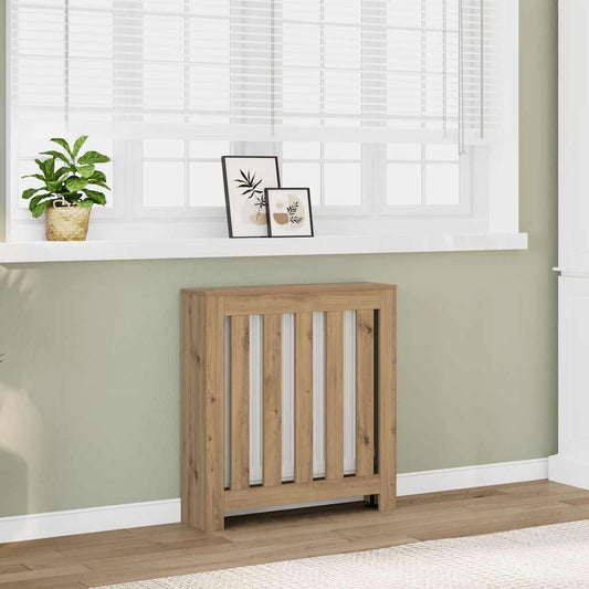 Radiator Cover 78x20x82 cm Engineered Wood Vertical Slats Artisan oak