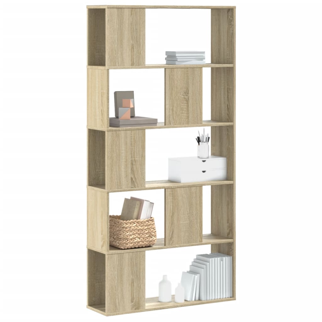 Bookcase 5-Tier 45x23,5x162,5 cm Engineered Wood Sonoma oak 80.5 cm