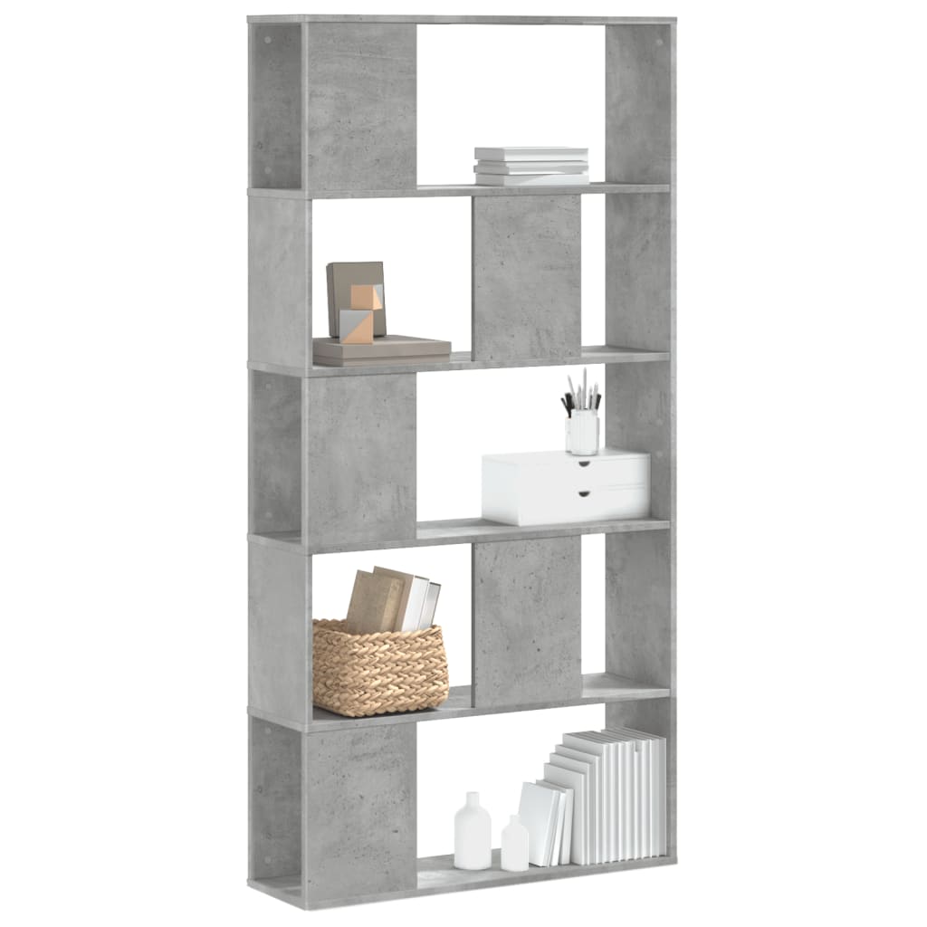 Bookcase 5-Tier 45x23,5x162,5 cm Engineered Wood Concrete grey 80.5 cm