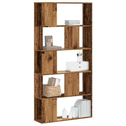 Bookcase 5-Tier 45x23,5x162,5 cm Engineered Wood Old wood 80.5 cm