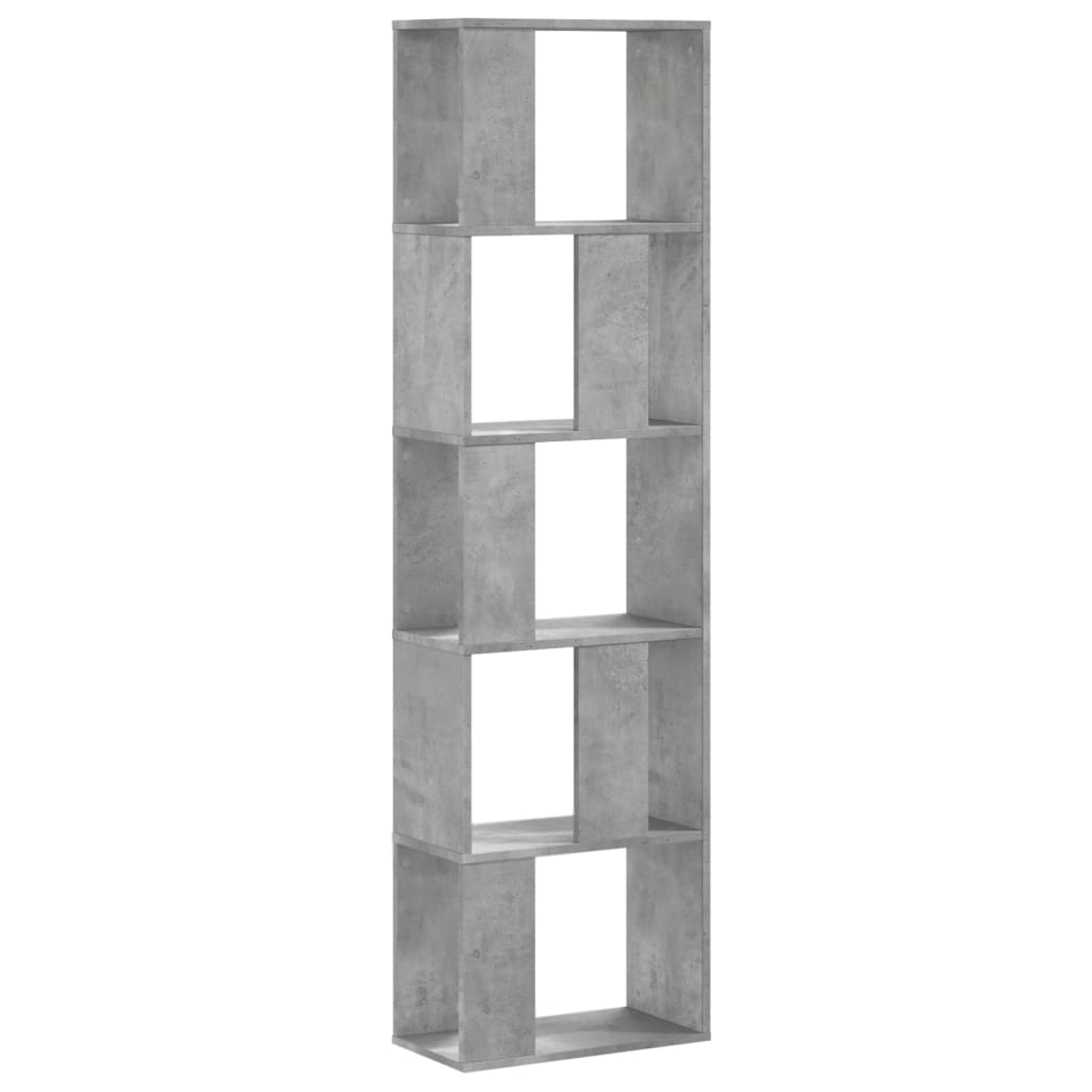 Bookcase 5-Tier 45x23,5x162,5 cm Engineered Wood Concrete grey 45 cm