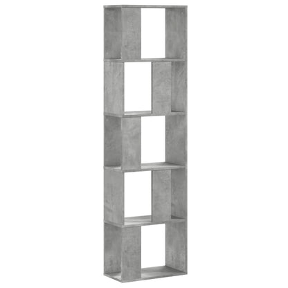 Bookcase 5-Tier 45x23,5x162,5 cm Engineered Wood Concrete grey 45 cm