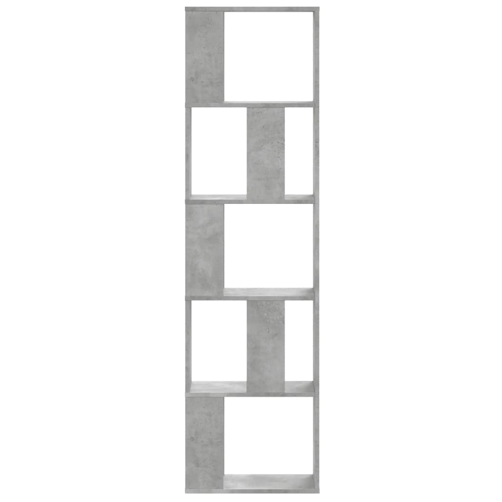 Bookcase 5-Tier 45x23,5x162,5 cm Engineered Wood Concrete grey 45 cm