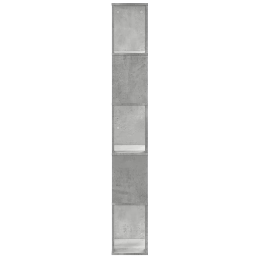 Bookcase 5-Tier 45x23,5x162,5 cm Engineered Wood Concrete grey 45 cm