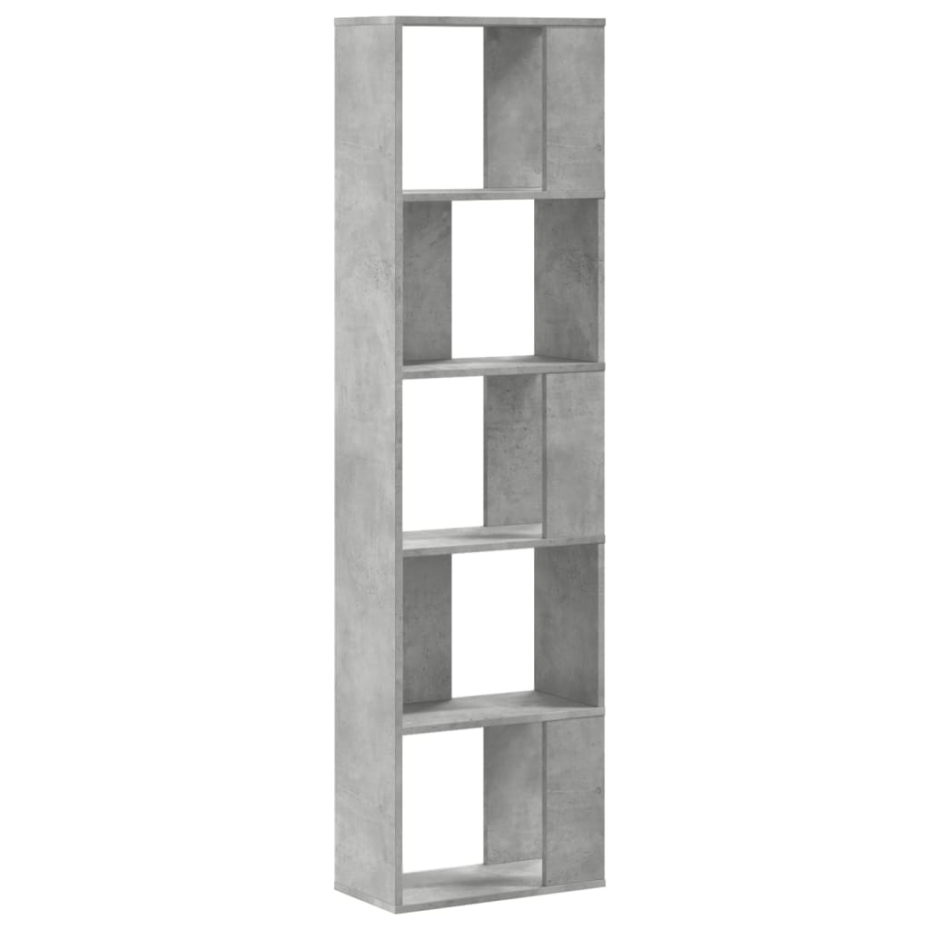 Bookcase 5-Tier 45x23,5x162,5 cm Engineered Wood Concrete grey 45 cm