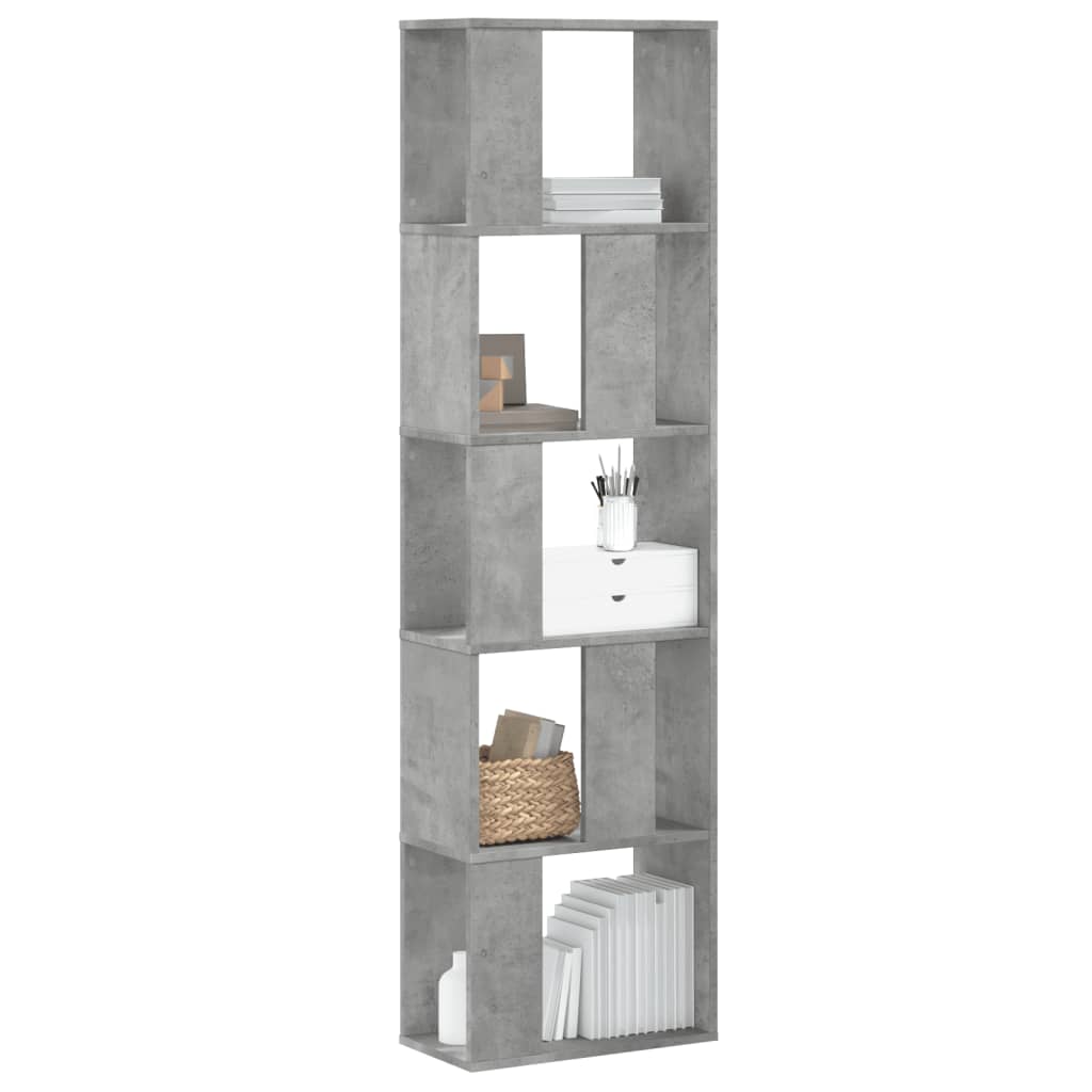 Bookcase 5-Tier 45x23,5x162,5 cm Engineered Wood Concrete grey 45 cm