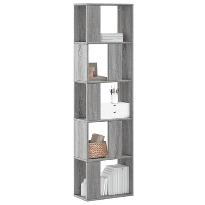 Bookcase 5-Tier 45x23,5x162,5 cm Engineered Wood Grey sonoma 45 cm