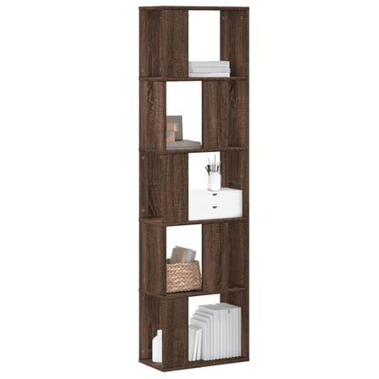 Bookcase 5-Tier 45x23,5x162,5 cm Engineered Wood Brown oak 45 cm