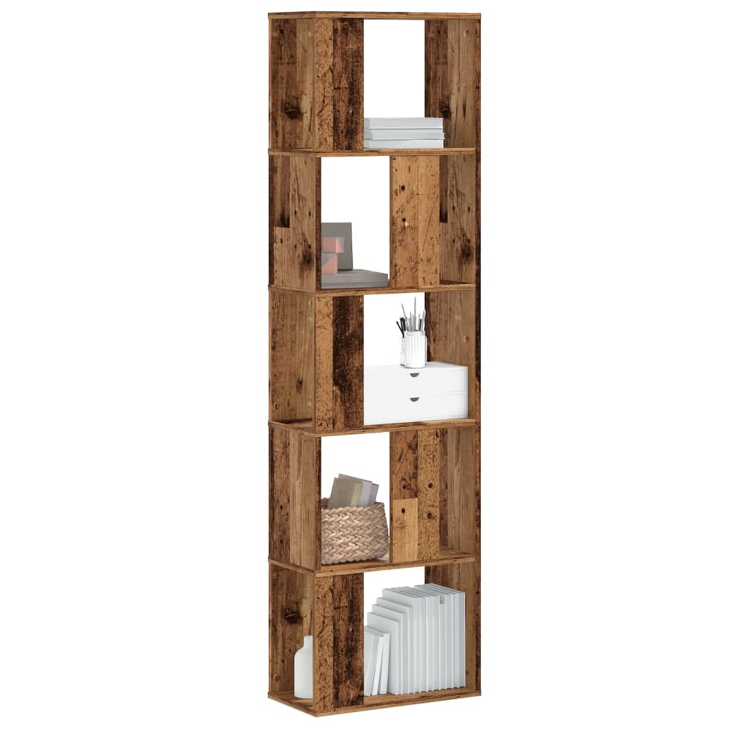 Bookcase 5-Tier 45x23,5x162,5 cm Engineered Wood Old wood 45 cm