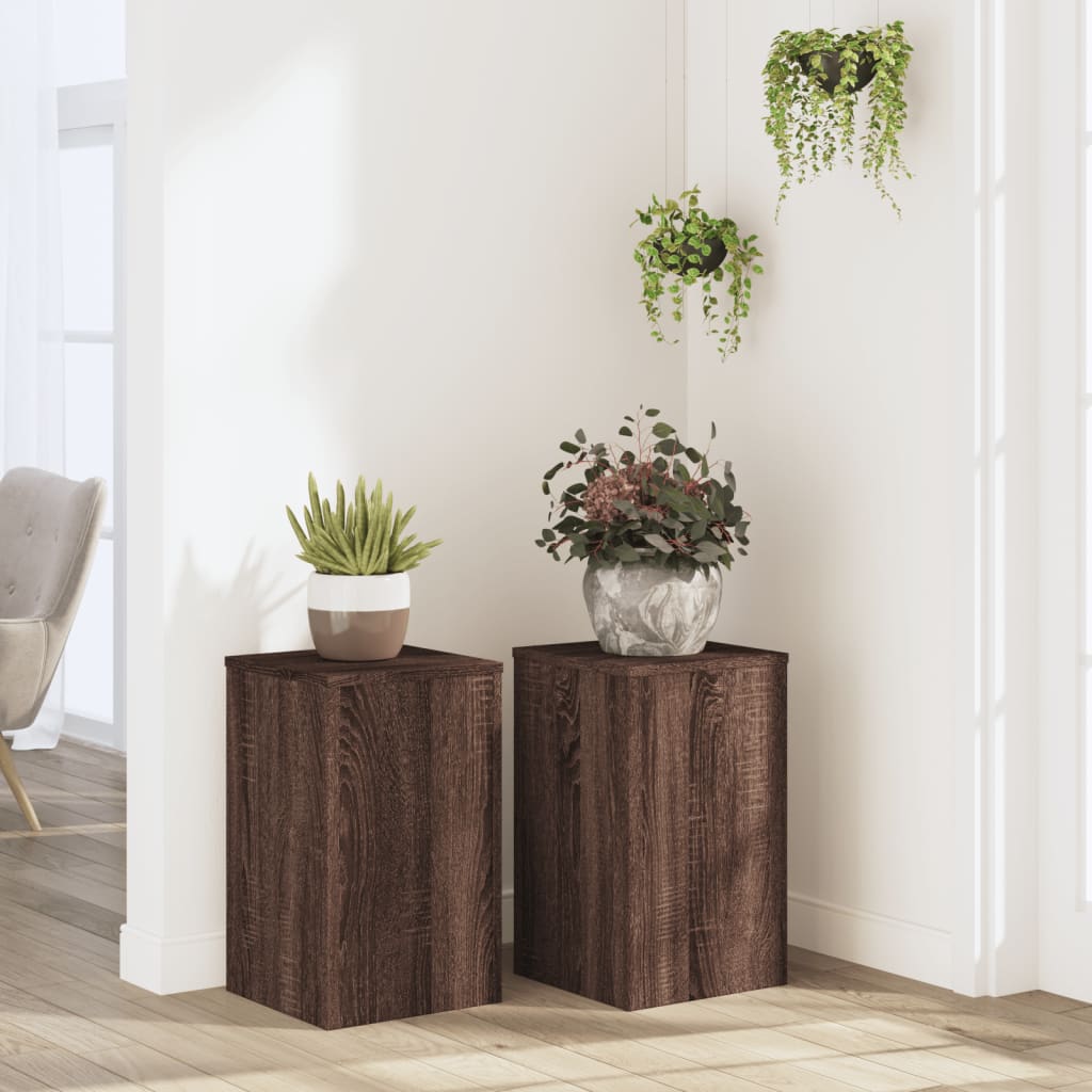 Plant Stands 2 pcs Engineered wood Width 30 cm Brown oak 50 cm