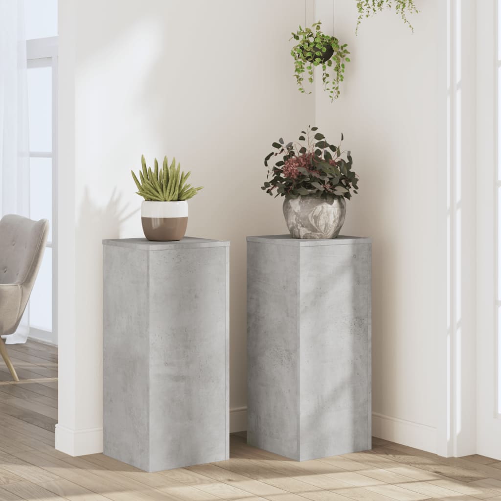 Plant Stands 2 pcs Engineered wood Width 30 cm Concrete grey 70 cm