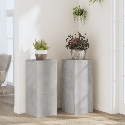 Plant Stands 2 pcs Engineered wood Width 30 cm Concrete grey 70 cm